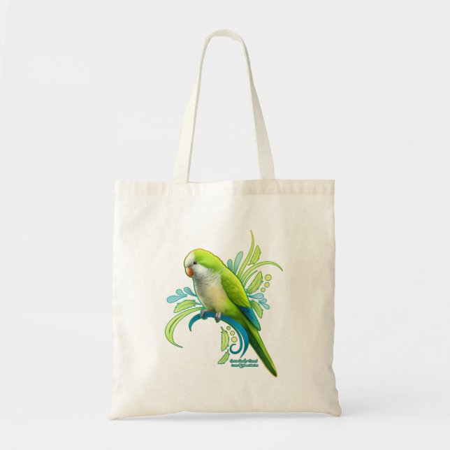 Green Quaker Parrot Tote Bag (Front)