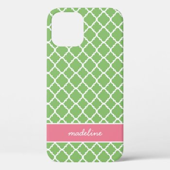 Green Quartefoil | Pink And Green Preppy Iphone 12 Case by NoteworthyPrintables at Zazzle