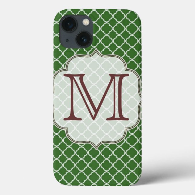 Green Quarterfoil Latti Monogram Initial IPAD Case (Back)