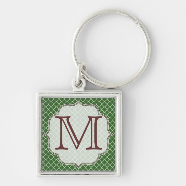Green Quarterfoil Latti Monogram Initial Key Chain (Front)