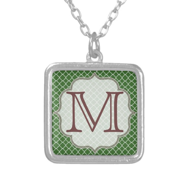 Green Quarterfoil Latti Monogram Initial Necklace (Front)