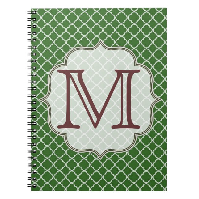 Green Quarterfoil Latti Monogram Initial Note Book (Front)