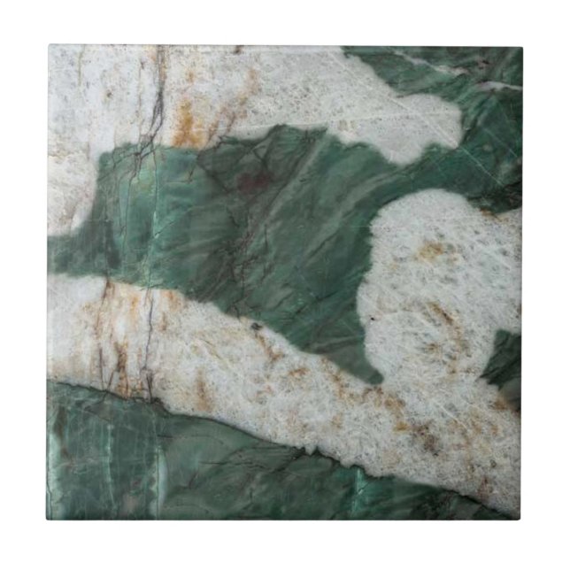 Green Quartzite Crystal Gemstone Print Ceramic Tile (Front)