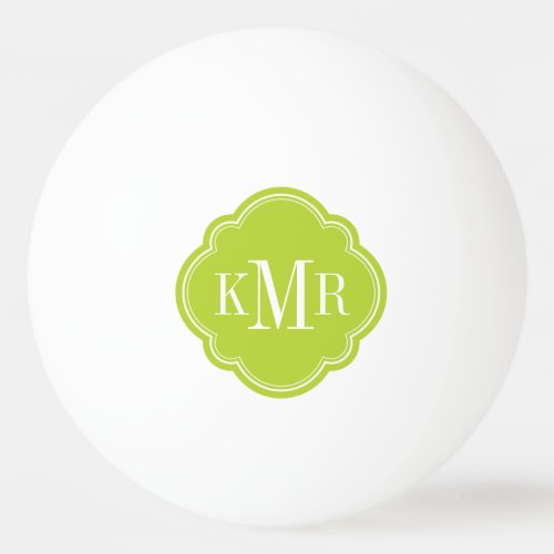 Green Quatrefoil 3 Letter Monogram Ping Pong Ball