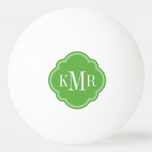 Green Quatrefoil 3 Letter Monogram Ping_Pong Ball