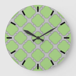 Green Quatrefoil Large Clock