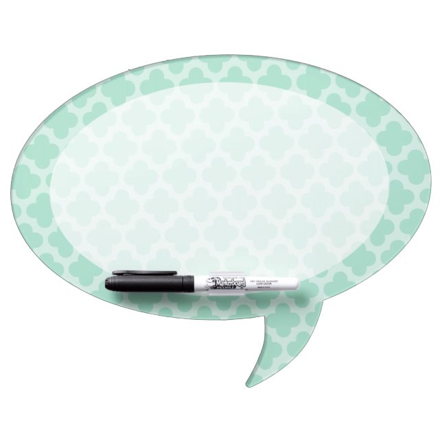 Green Quatrefoil Oval Talk Bubble Dry Erase Board (Front)