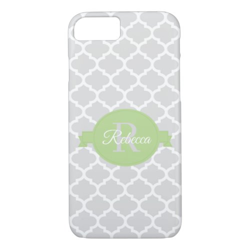 Green Quatrefoil Personalized iPhone 87 Case