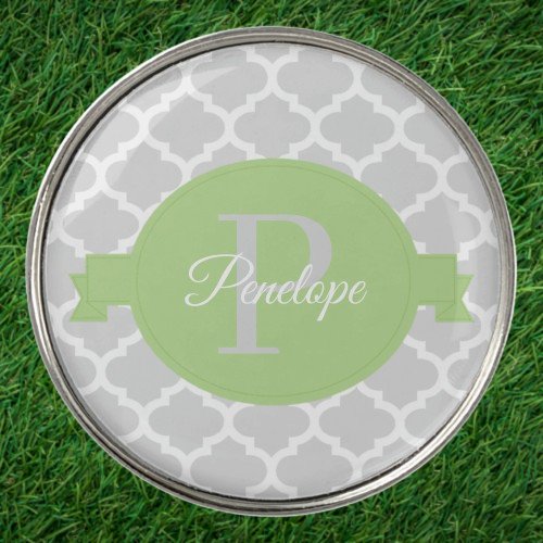 Green Quatrefoil Personalized Golf Ball Marker