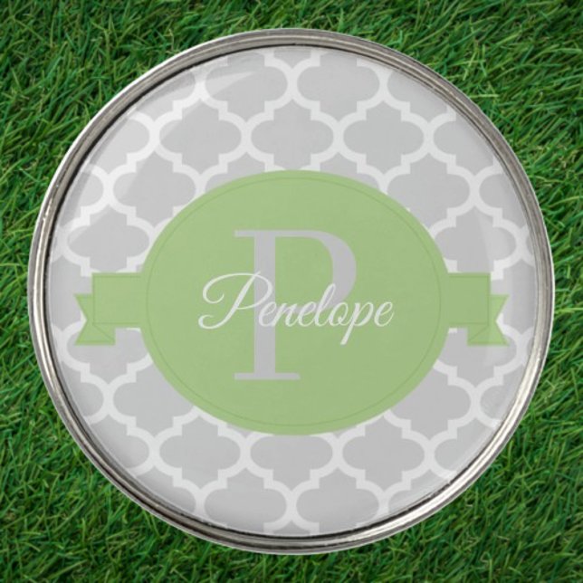 Green Quatrefoil Personalized Golf Ball Marker (Green Quatrefoil Personalized Golf Ball Marker)