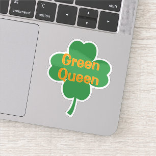 Green Queen 4-Leaf Clover St Patrick's Day Sticker
