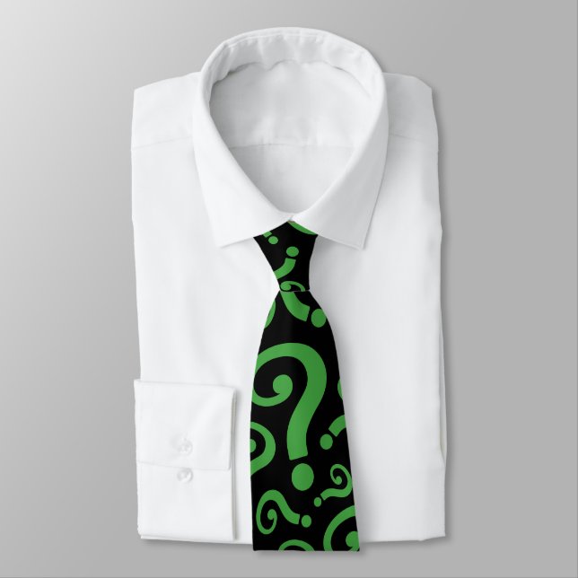 Green Question Mark Neck Tie (Tied)