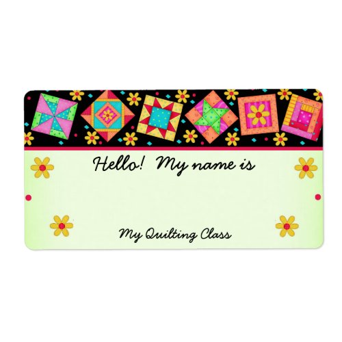 Green Quilt Blocks Quilters Name Tag