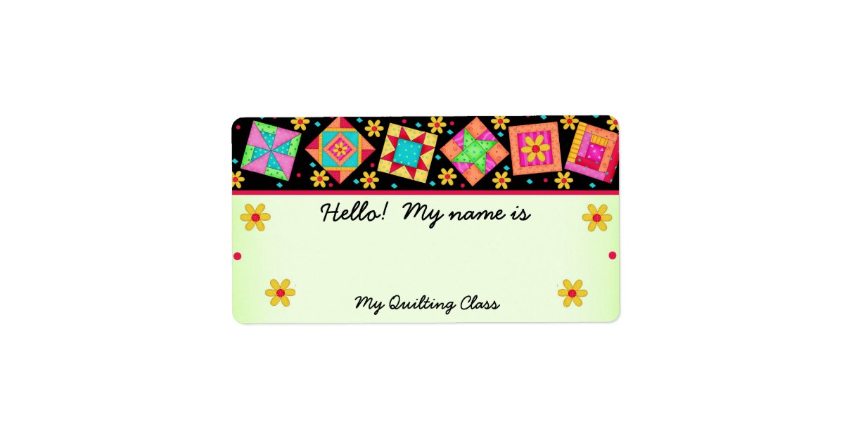 Green Quilt Blocks Quilters Name Tag Zazzle
