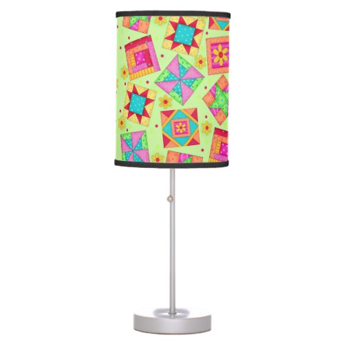 Green Quilt Patchwork Blocks Decorative Lighting Table Lamp