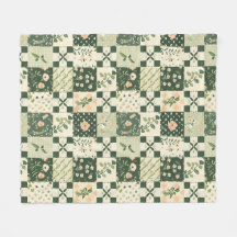 Green Quilt Patchwork Gingham Cottagecore Floral