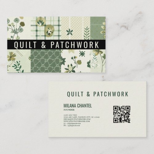 Green Quilt Patchwork Handmade Clothing  Business Card