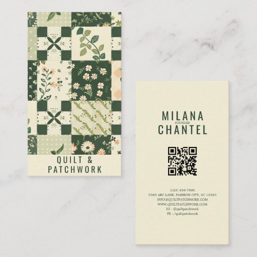 Green Quilt Patchwork Handmade Clothing Business Card