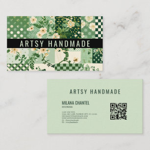 Green Quilt Patchwork Handmade Clothing Business Card