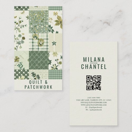Green Quilt Patchwork Handmade Clothing Business Card