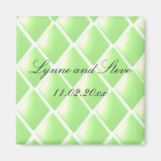Green Quilted Diamond Save the Date Magnet