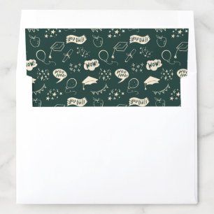 Green Quirky Hand Drawn Grad Icon Pattern Envelope Liner