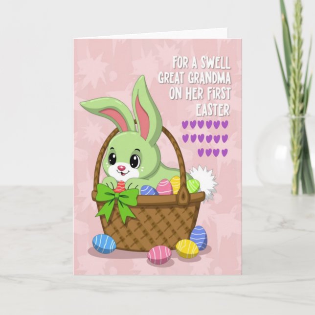Green Rabbit Pattern Spring Card (Front)