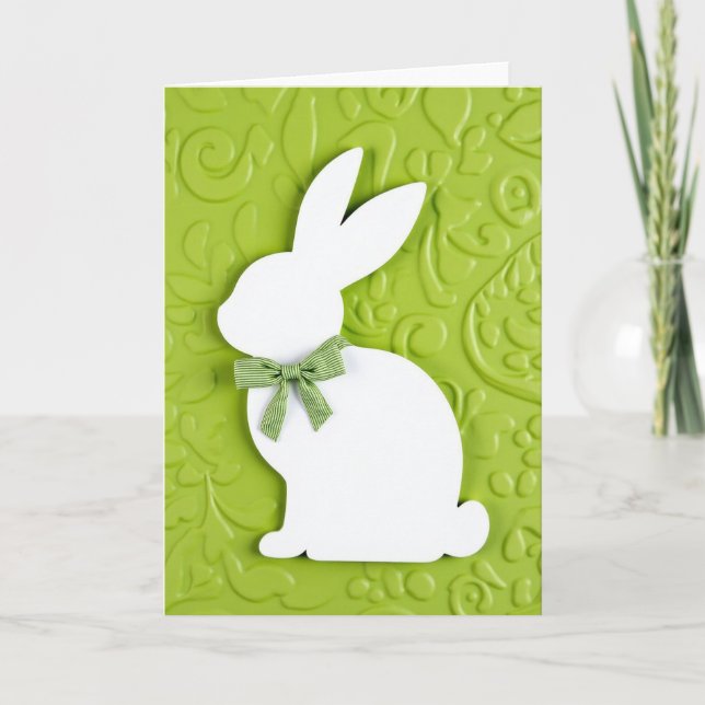 Green Rabbit Spring Time Card (Front)