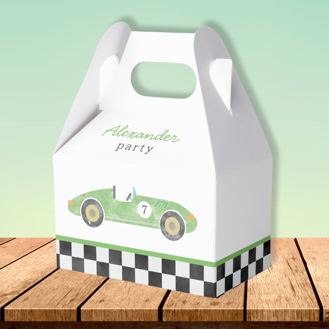 Green race car birthday favor boxes (Creator Uploaded)