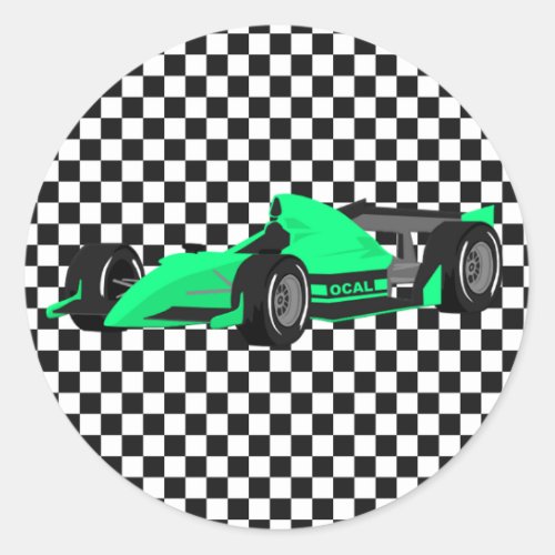 Green Race Car Birthday Sticker