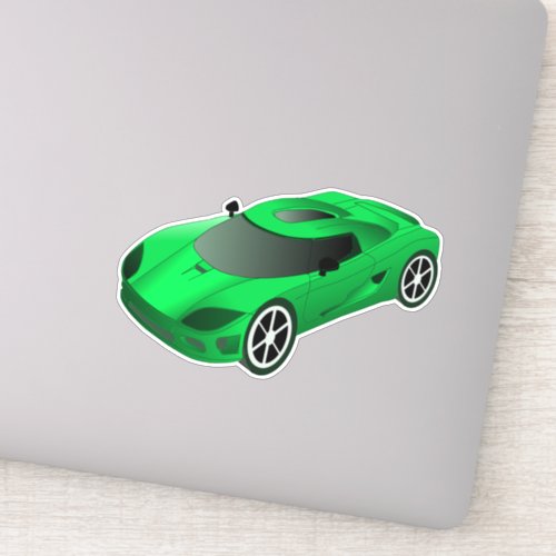 Green Race Car Contour Sticker