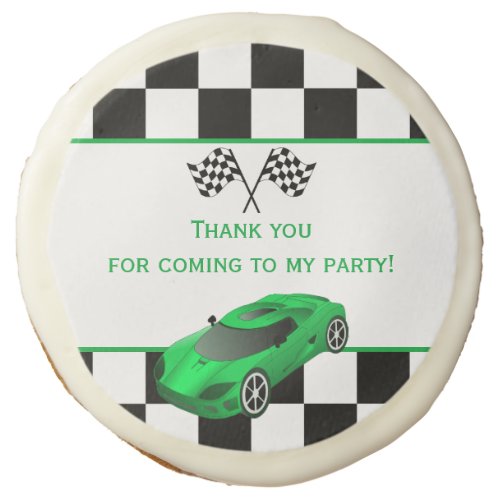 Green Race Car  Kids Birthday Party Favor Sugar Cookie