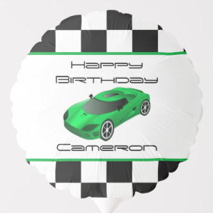 Green Race Car Personalized Birthday Balloon