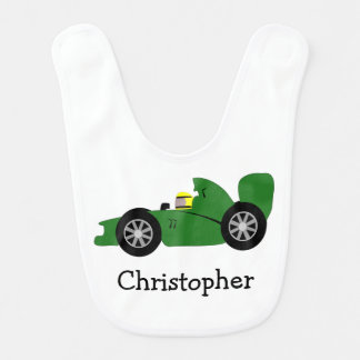 Green Racing Car Design Just Add Name Baby Bib