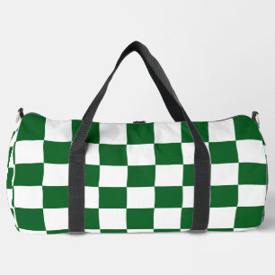 Green Racing Checkered Flag Display Customizable Duffle Bag