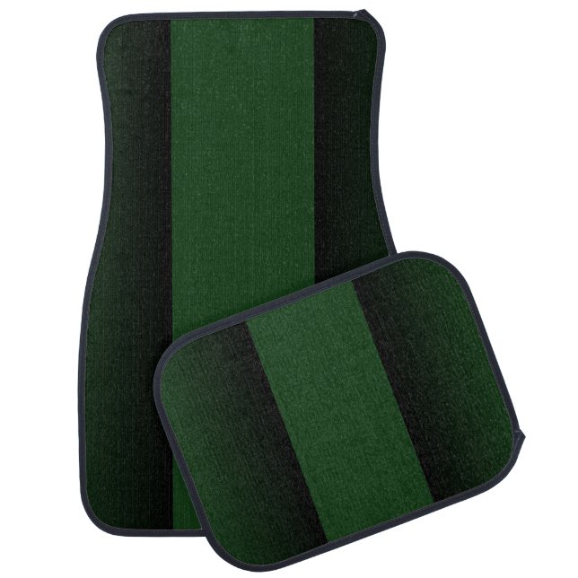 Green Racing Stripe Car Mat (Set)