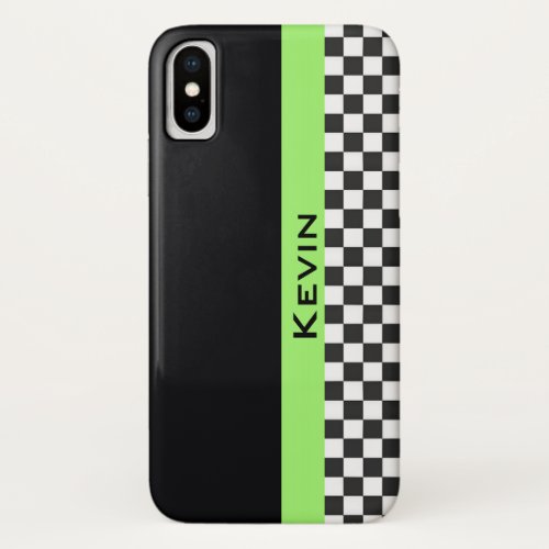 Green Racing Stripe Design iPhone X Case