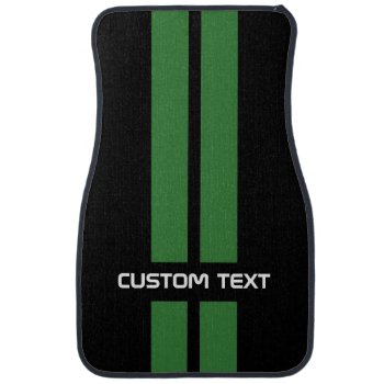 Green Racing Stripes Car Mats - With Custom Text by inkbrook at Zazzle