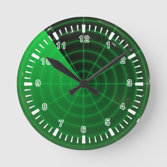 green radar pattern round clock (Front)