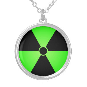 Green Radiation Symbol Silver Plated Necklace