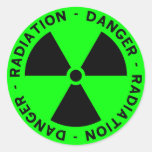 Green Radiation Warning Classic Round Sticker
