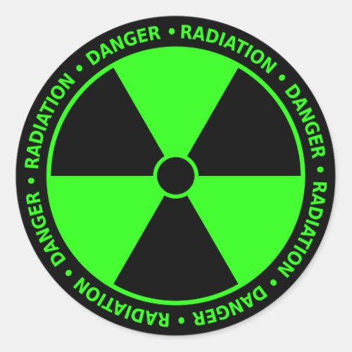 Green Radiation Warning Classic Round Sticker