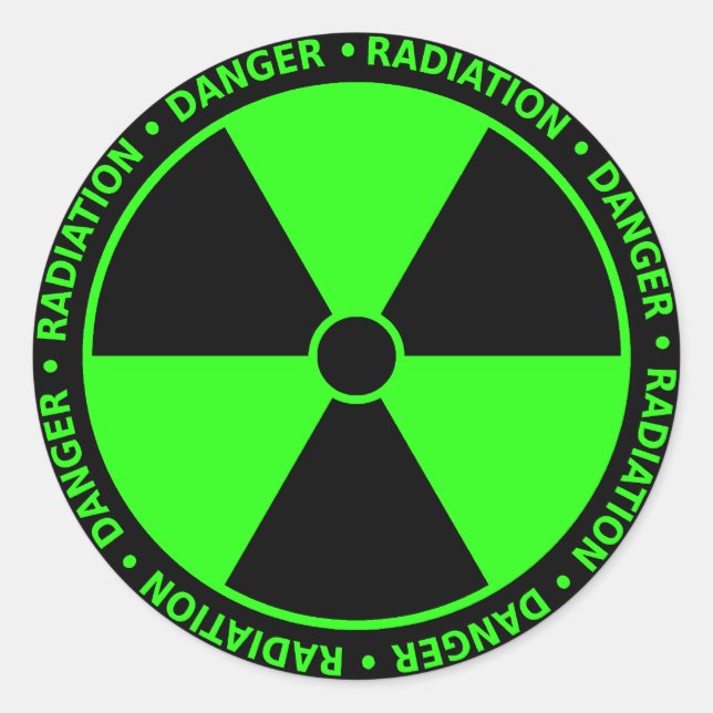 Green Radiation Warning Classic Round Sticker (Front)