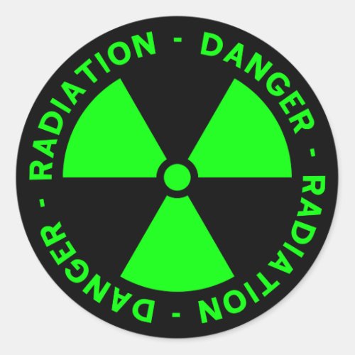 Green Radiation Warning Classic Round Sticker