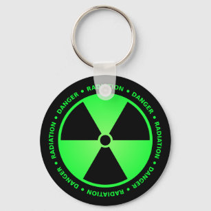 Green Radiation Warning Keychain