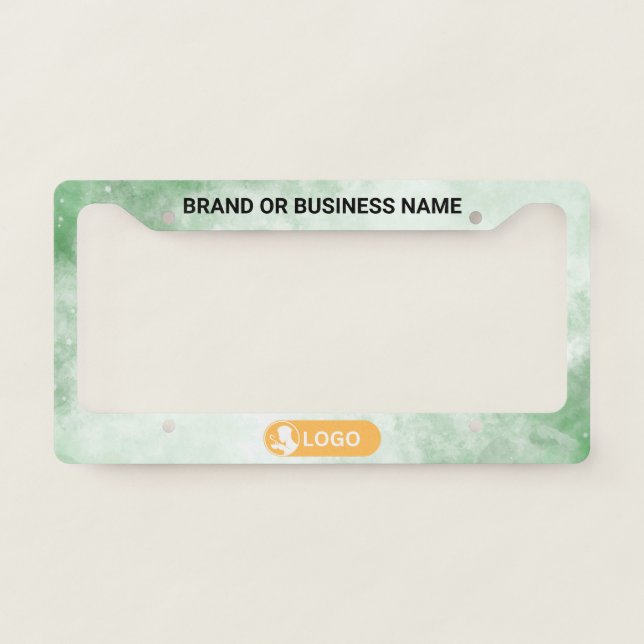 Green Rainbow Business Company Custom Text & Logo  License Plate Frame (Front)
