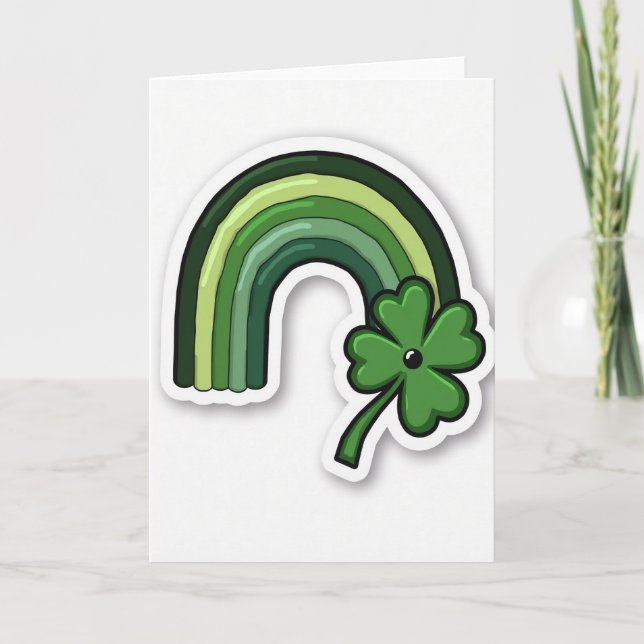 Green Rainbow Clover Luck Card (Front)