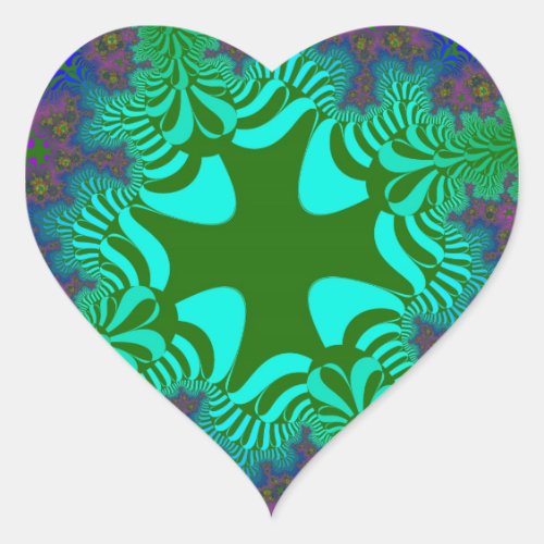 Green Rainbow Cross Heart Sticker