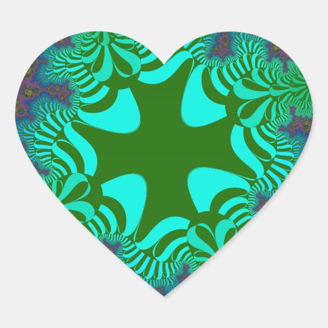 Green Rainbow Cross Heart Sticker (Front)