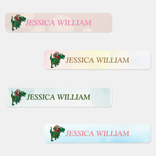 Green Rainbow Dinosaur,Santa Custame Name Kids' Labels